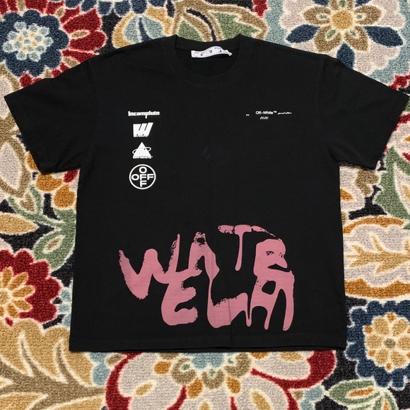 Off-White Black T-Shirt with Blue Label
